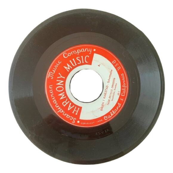 Tage Ekvalls Orkester Balen I Karlstad Sol O Sommar 45 RPM Harmony 1948 Swedish - Picture 2 of 2
